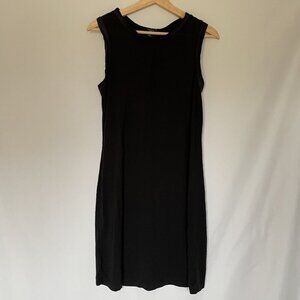 Ann Taylor Petite Size MP black sleeveless summer dress midi rayon spandex
